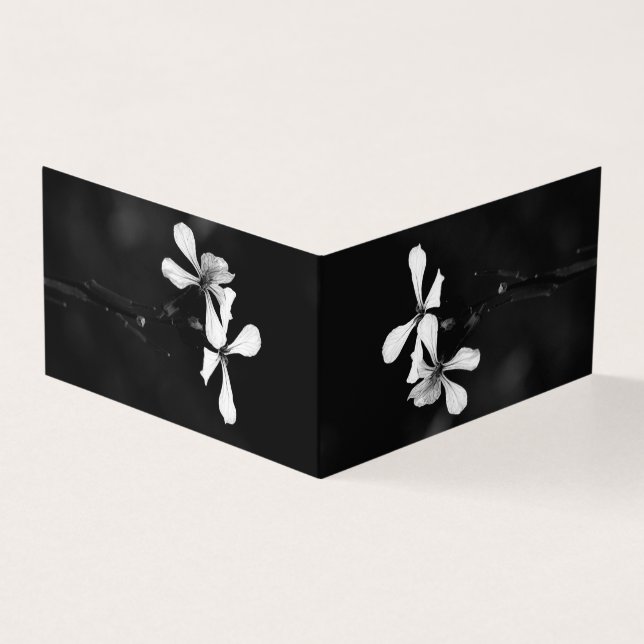 Minimale zwart-wit bloemen kaart (Buitenkant)