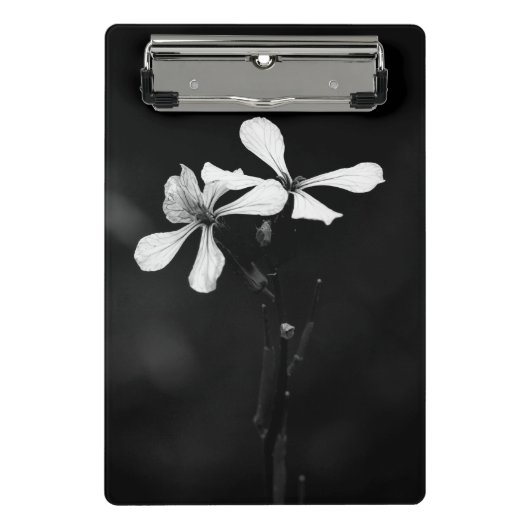 Minimale zwart-wit bloemen mini klembord (Voorkant)