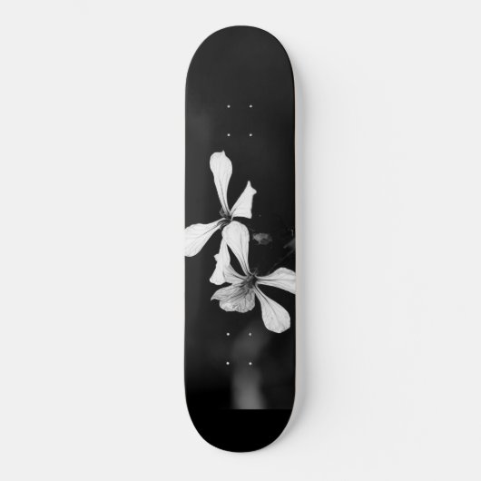 Minimale zwart-wit bloemen persoonlijk skateboard (Voorkant)