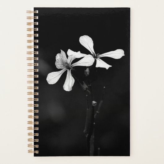 Minimale zwart-wit bloemen planner (Voorkant)
