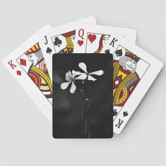 Minimale zwart-wit bloemen pokerkaarten (Achterkant)