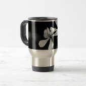 Minimale zwart-wit bloemen reisbeker (Voorkant links)