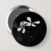 Minimale zwart-wit bloemen ronde button 4,0 cm (Voorkant /achterkant)