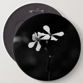 Minimale zwart-wit bloemen ronde button 6,0 cm (Voorkant /achterkant)
