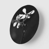 Minimale zwart-wit bloemen ronde klok (Hoek)