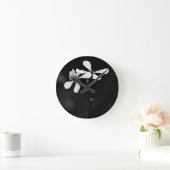 Minimale zwart-wit bloemen ronde klok (Huis)