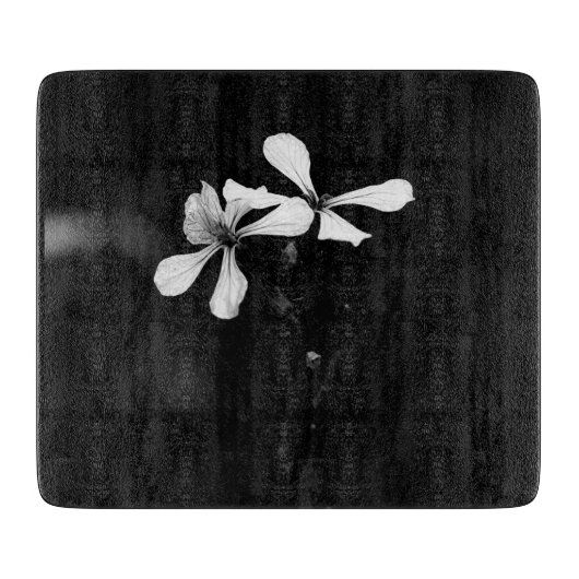 Minimale zwart-wit bloemen snijplank (Voorkant)