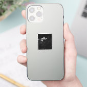 Minimale zwart-wit bloemen sticker (Telefoon)