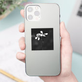 Minimale zwart-wit bloemen sticker (Telefoon)