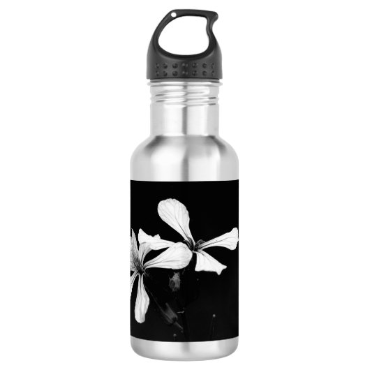 Minimale zwart-wit bloemen waterfles  (Voorkant)