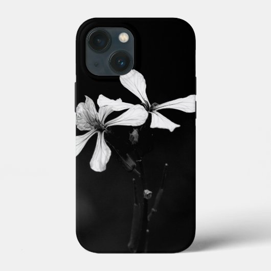 minimale zwart-wit bloemmotief Case-Mate iPhone case (Achterkant)