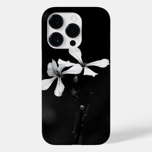 minimale zwart-wit bloemmotief Case-Mate iPhone case (Achterkant)