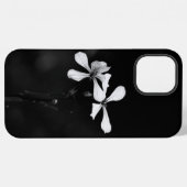 minimale zwart-wit bloemmotief iPhone hoesje (Achterkant horizontaal)