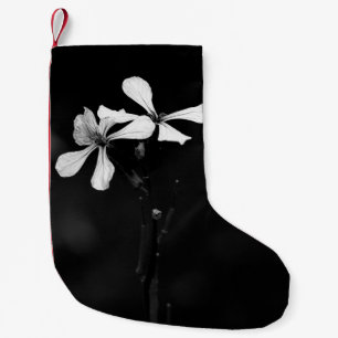 minimale zwart-wit bloemmotief kleine kerstsok