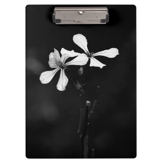 minimale zwart-wit bloemmotief klembord (Voorkant)