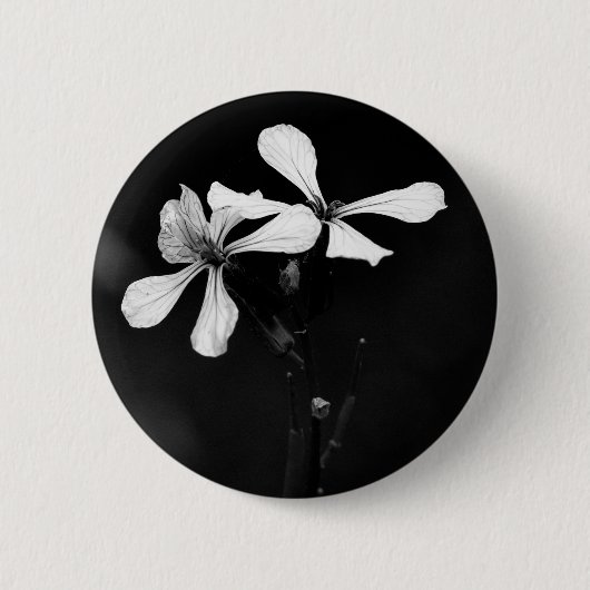 minimale zwart-wit bloemmotief ronde button 5,7 cm (Voorkant)