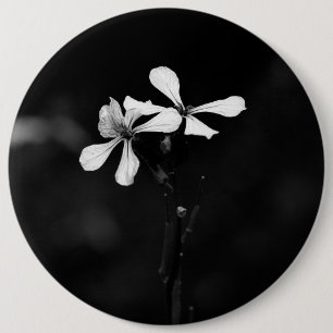 minimale zwart-wit bloemmotief ronde button 6,0 cm