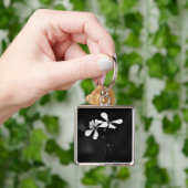 minimale zwart-wit bloemmotief sleutelhanger (Hand)