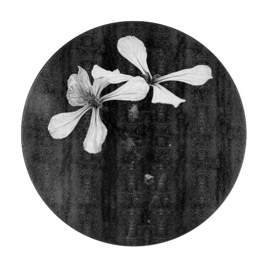 minimale zwart-wit bloemmotief snijplank (Voorkant)