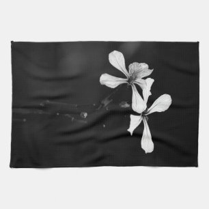 minimale zwart-wit bloemmotief theedoek