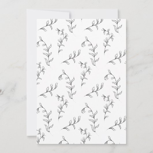 Minimale zwart-wit Boho Botanische bruiloft Kaart (Achterkant)