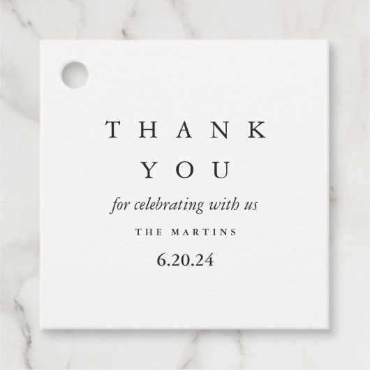 Minimale zwart-wit bruiloft dank u bedankjes labels (Voorkant)