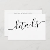 Minimale zwart-wit bruiloft details informatiekaartje (Voorkant / Achterkant)