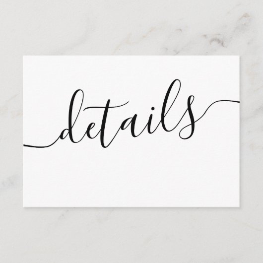 Minimale zwart-wit bruiloft details informatiekaartje (Voorkant)