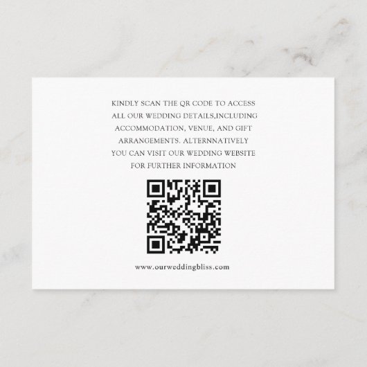 Minimale zwart-wit bruiloft details informatiekaartje (Achterkant)