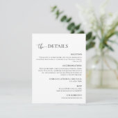 Minimale zwart-wit bruiloft details informatiekaartje (Staand voorkant)