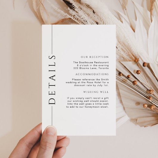 Minimale zwart-wit bruiloft details Invoegen Informatiekaartje