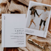 Minimale zwart wit bruiloft foto uitnodiging LAYLA