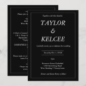 Minimale zwart-wit  bruiloft kaart (Voorkant / Achterkant)