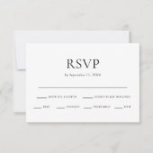 Minimale zwart-wit bruiloft maaltijdkeuze RSVP kaartje (Voorkant)