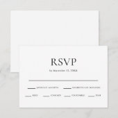 Minimale zwart-wit bruiloft maaltijdkeuze RSVP kaartje (Voorkant / Achterkant)