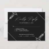 Minimale Zwart-Wit Bruiloft Menu Keuze RSVP (Voorkant)