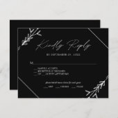 Minimale Zwart-Wit Bruiloft Menu Keuze RSVP (Voorkant / Achterkant)