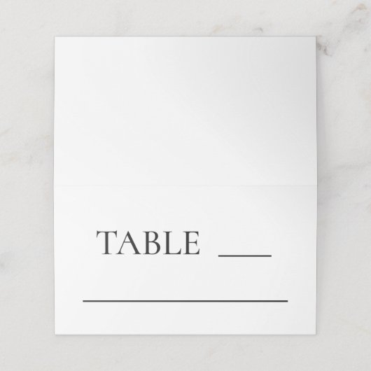 Minimale zwart-wit bruiloft plaatskaartje (Buitenkant ongevouwen)