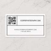 Minimale Zwart Wit Chic Fotografie QR Code Visitekaartje (Achterkant)