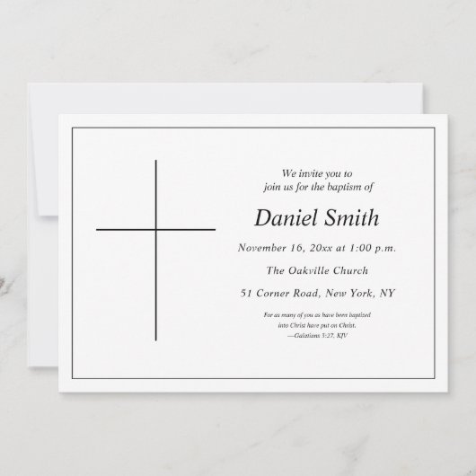 Minimale zwart-wit Christelijke volwassenendoop Kaart (Voorkant)