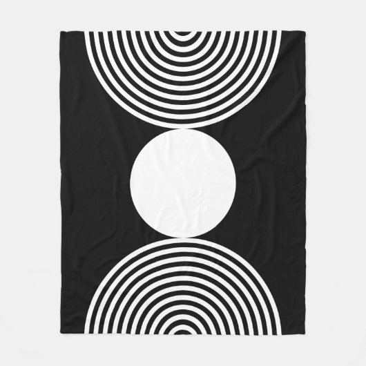 Minimale zwart-wit cirkel patroon fleece deken (Voorkant)