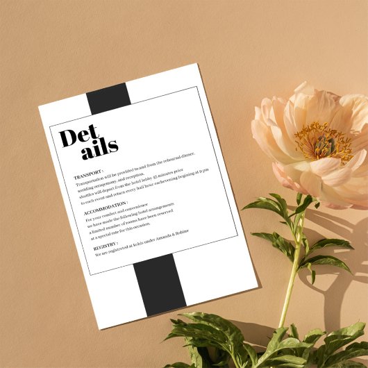 Minimale Zwart-Wit Details Envelopkaart Informatiekaartje