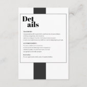 Minimale Zwart-Wit Details Envelopkaart Informatiekaartje (Voorkant)