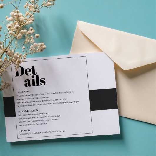 Minimale zwart-wit details informatiekaartje