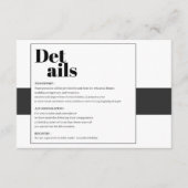 Minimale zwart-wit details informatiekaartje (Voorkant)