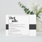 Minimale zwart-wit details informatiekaartje (Staand voorkant)