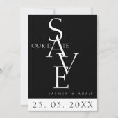 Minimale zwart wit eenvoudige foto bruiloft save the date (Voorkant)