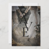 Minimale zwart wit eenvoudige foto bruiloft save the date (Achterkant)