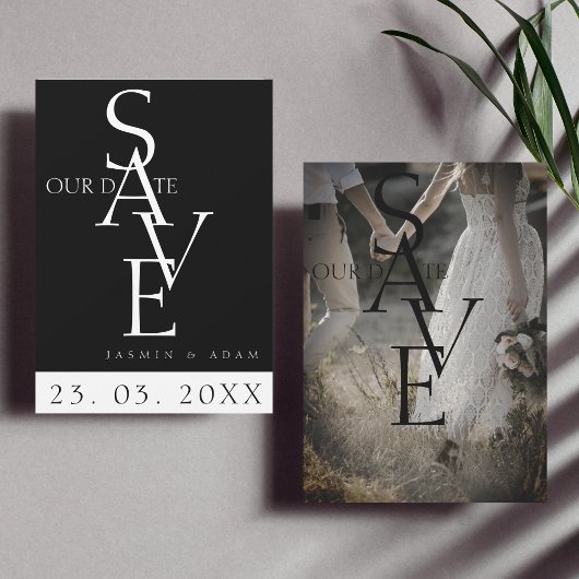Minimale zwart wit eenvoudige foto bruiloft save the date