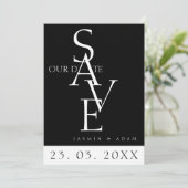 Minimale Zwart Wit Eenvoudige Typografie Bruiloft Save The Date (Staand voorkant)